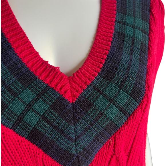 Vintage Gap Red Cable Knit Sweater Vest Tunic Size XL Preppy - Picture 7 of 8